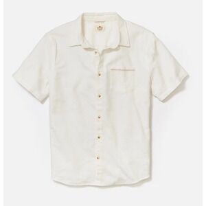 Marine Layer Stretch Selvage Short Sleeve Shirt in Natural Men's Size XL